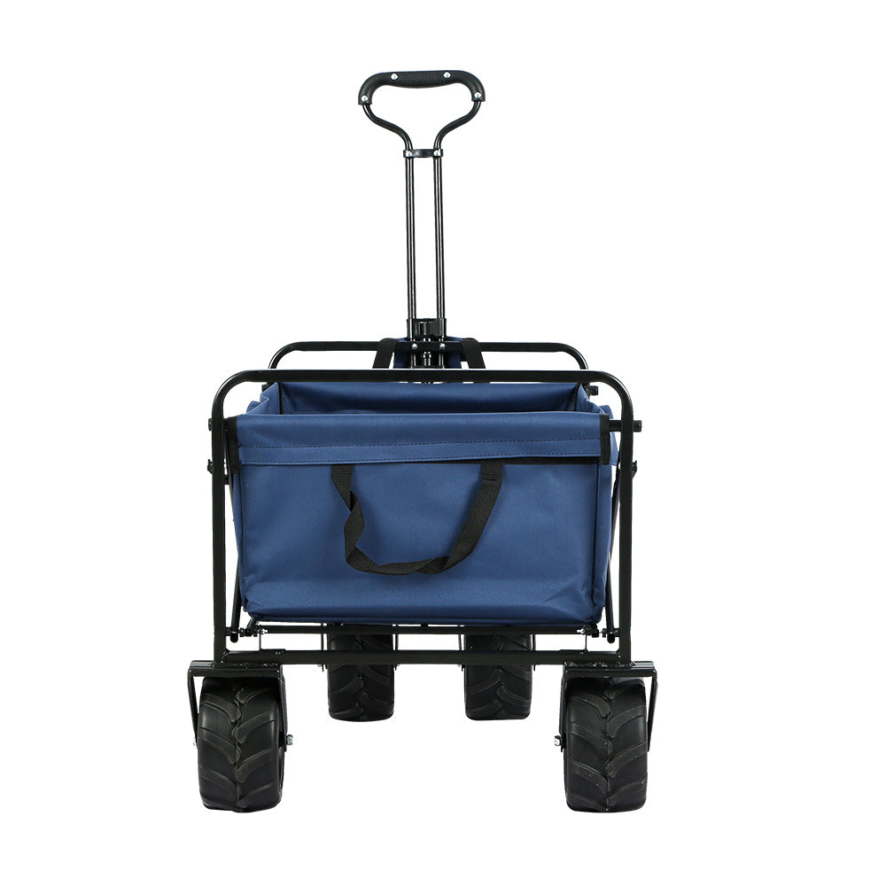 Foldable Wagon Trolley Cart Beach Outdoor Garden Collapsible  - Blue