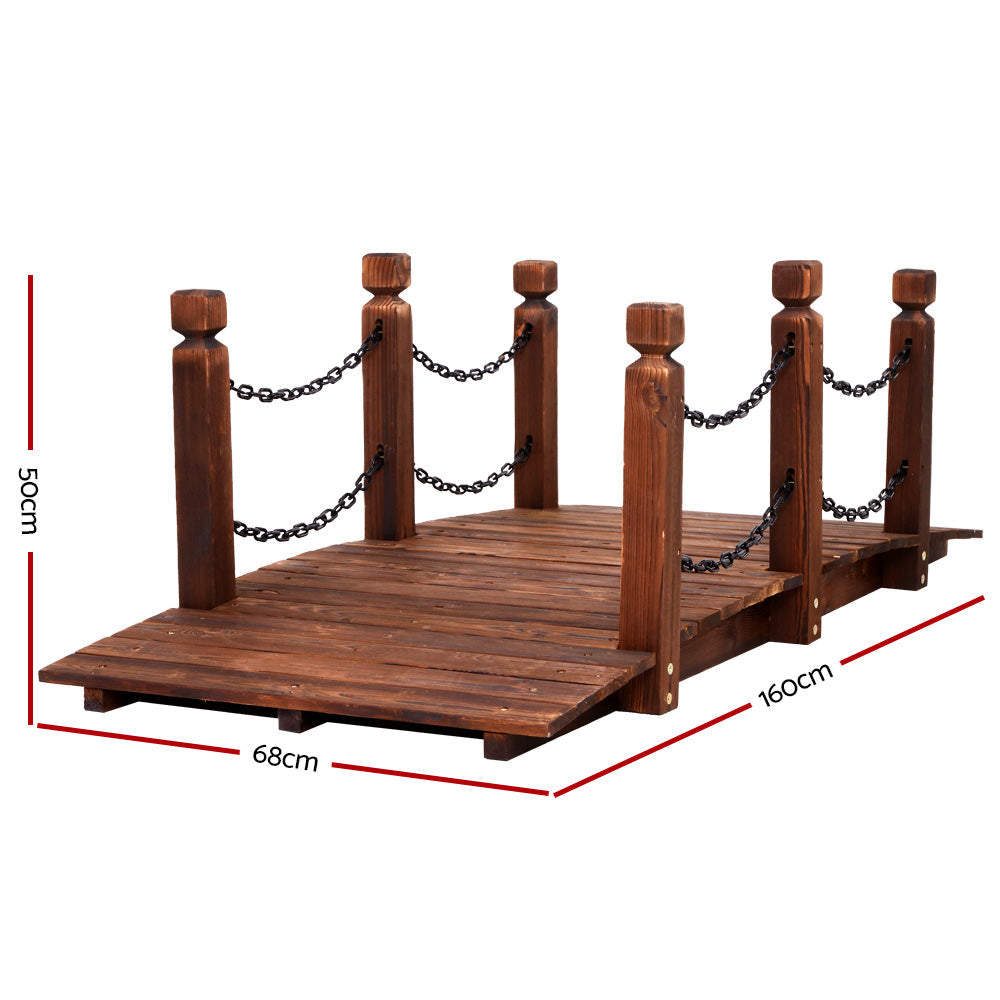 Wooden Garden Rustic Chain Decoration Decor Landscape Bridge