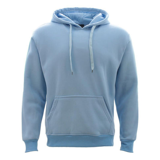 Light Blue Unisex Adult Basic Plain Hoodie Men Pullover Sweater