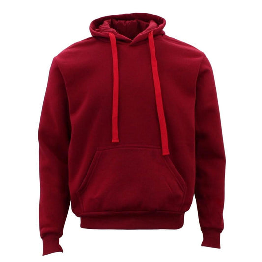 Maroon Unisex Adult Basic Plain Hoodie Men Pullover Sweater