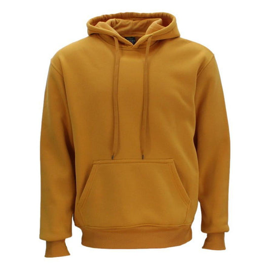 Mustard Yellow Unisex Adult Basic Plain Hoodie Men Pullover Sweater