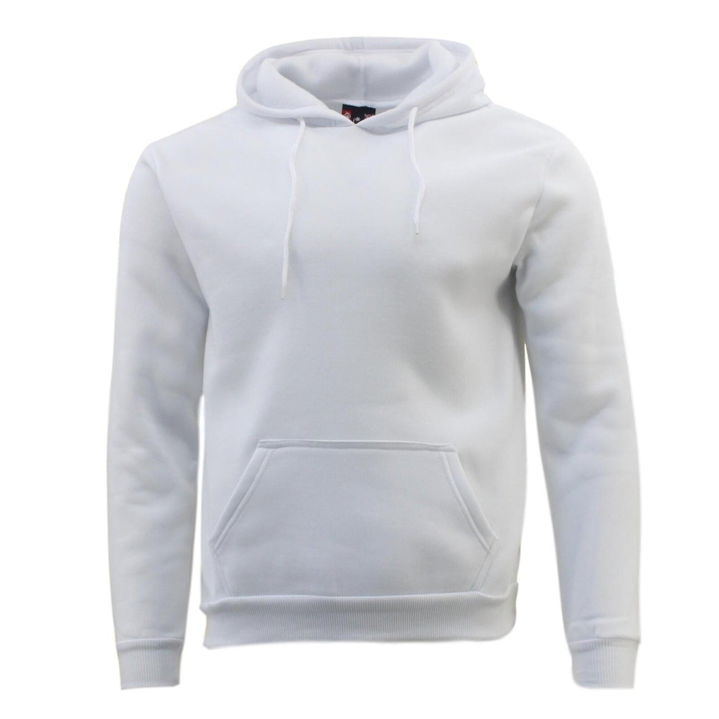 White Unisex Adult Basic Plain Hoodie Men Pullover Sweater