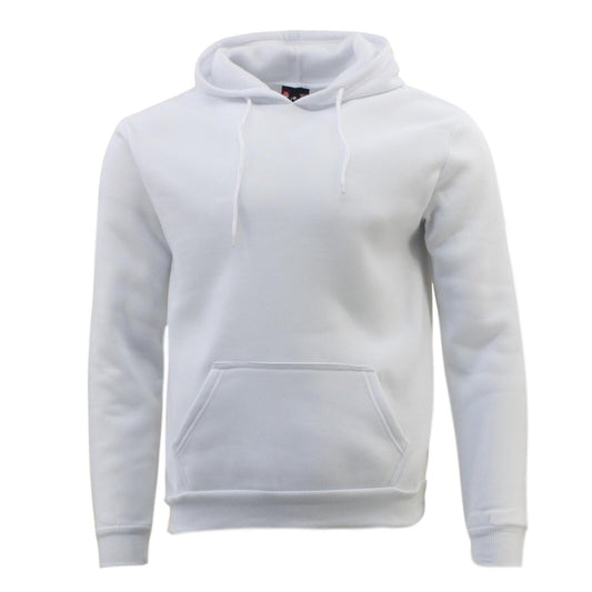 White Unisex Adult Basic Plain Hoodie Men Pullover Sweater