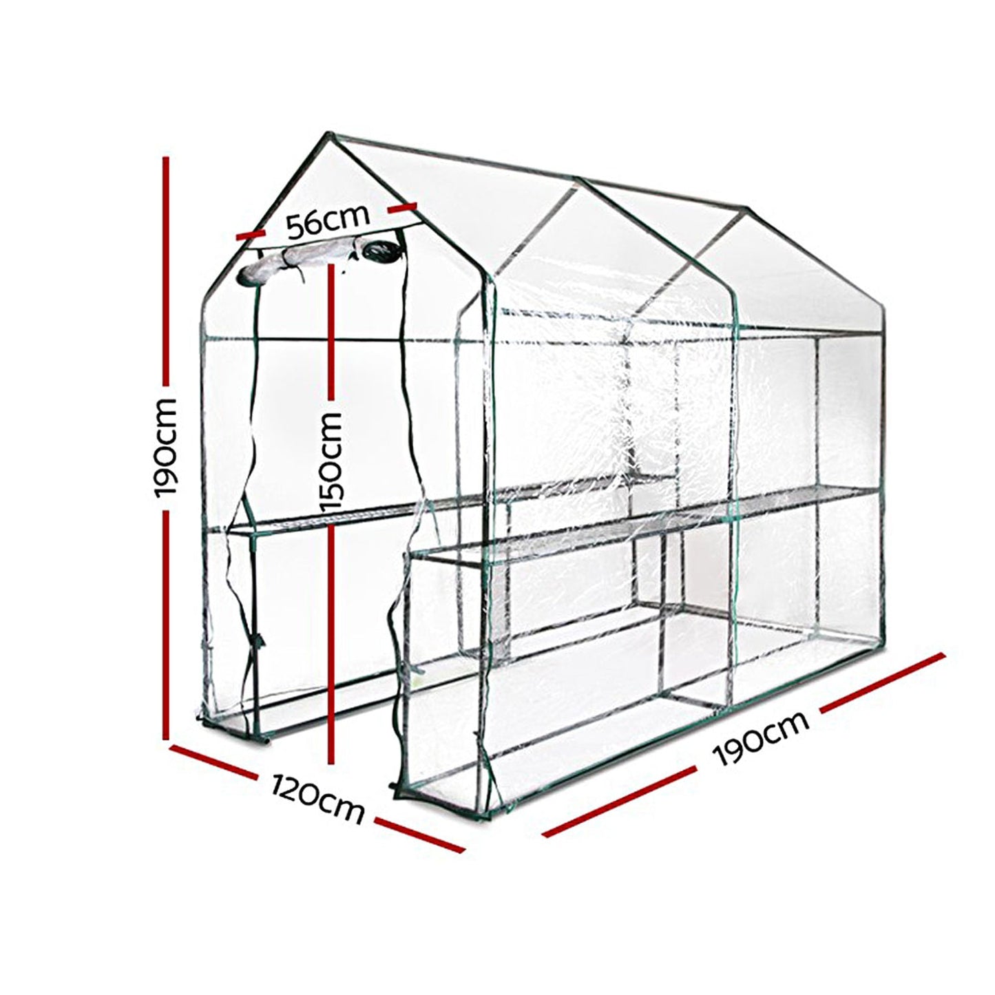 Garden Clear Greenhouse Shed - 1.2M x 1.9M