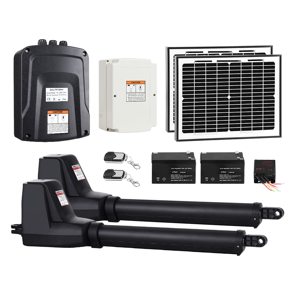 Swing Gate Opener Auto 20W Solar Power Electric Remote Control 1000KG