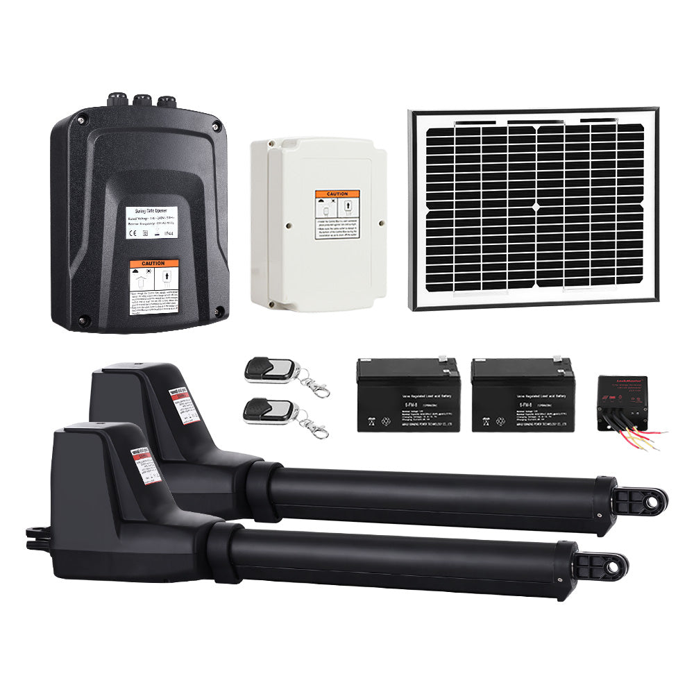 Swing Gate Opener Auto Solar Power Electric Kit Remote Control 1000KG