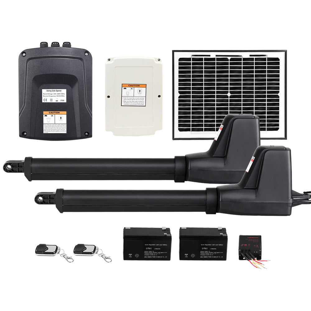 Swing Gate Opener Auto Solar Power Electric Kit Remote Control 1000KG