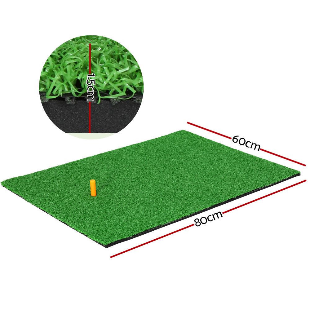Portable Golf Hitting Mat with Rubber Holder Range Training Aid - 80x60cm