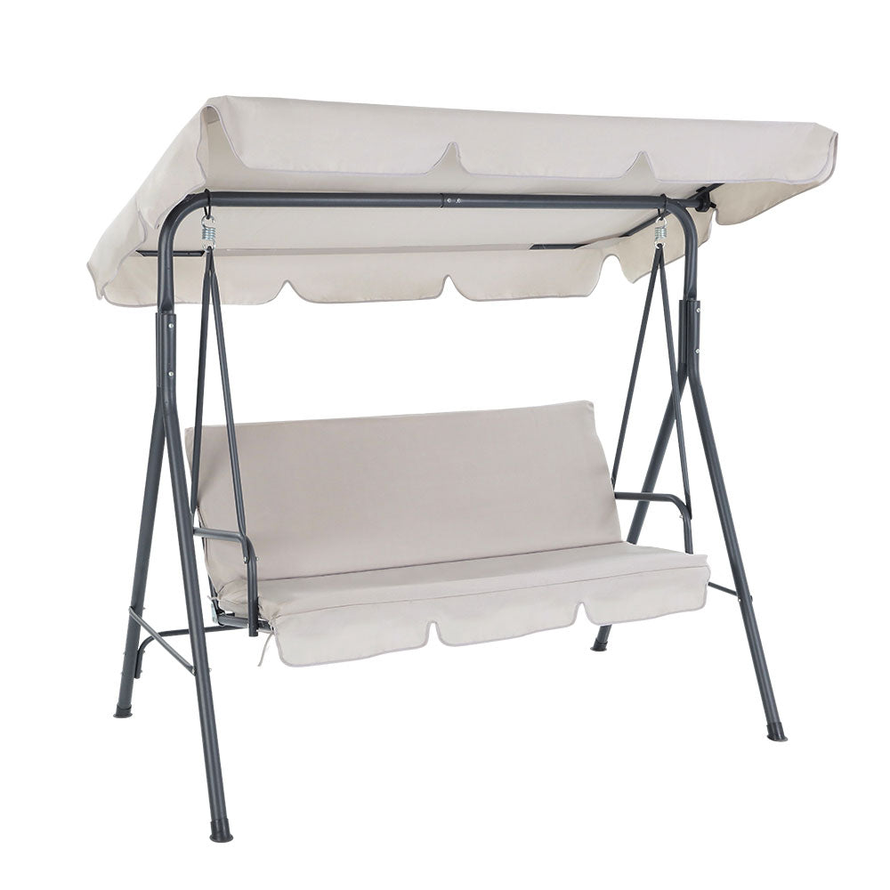 Outdoor Garden Hammock Swing 3 Seater Chair - Beige