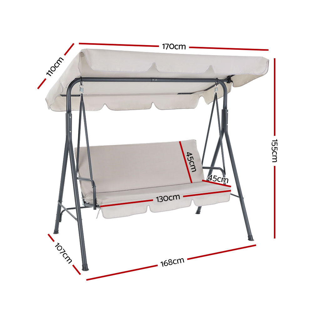 Outdoor Garden Hammock Swing 3 Seater Chair - Beige