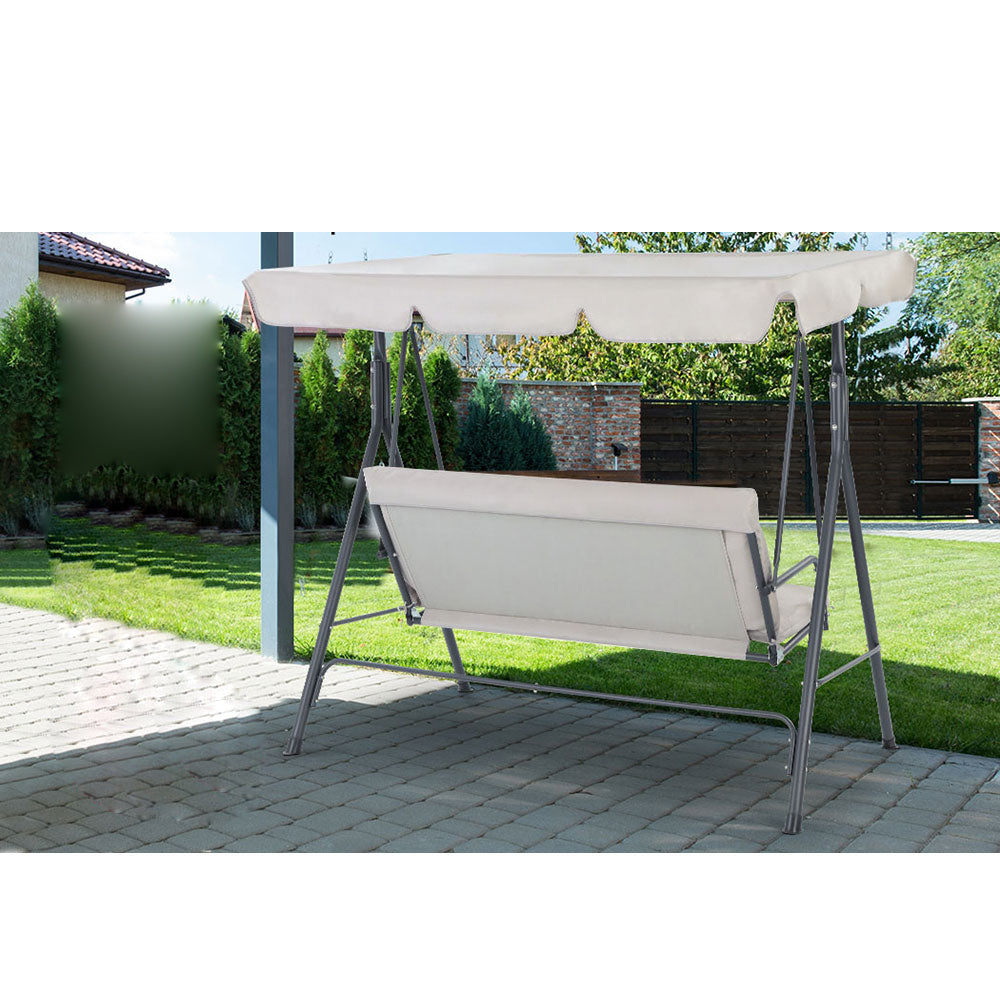 Outdoor Garden Hammock Swing 3 Seater Chair - Beige