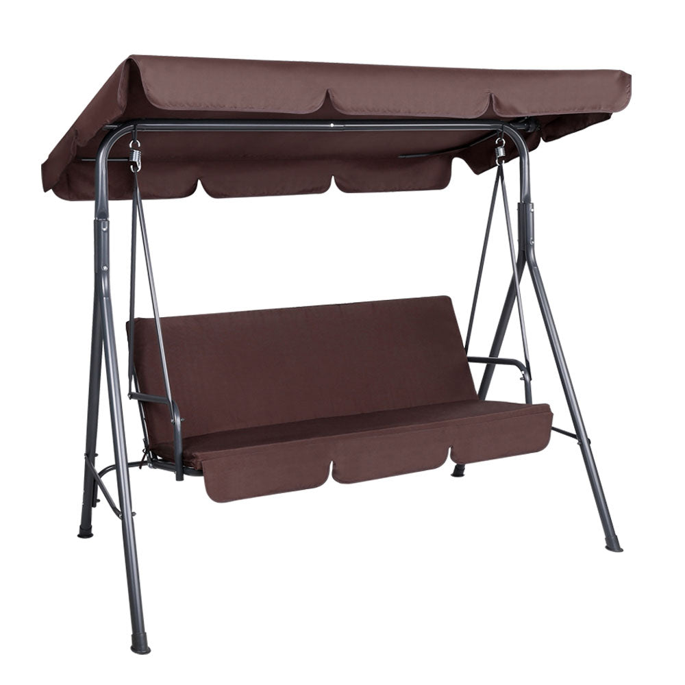 Outdoor Garden Hammock Swing 3 Seater Chair - Dark Brown