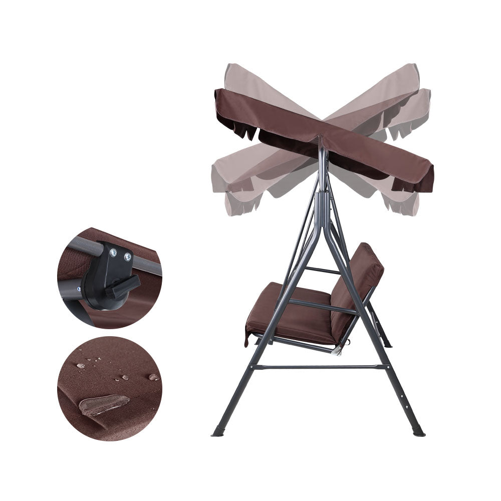Outdoor Garden Hammock Swing 3 Seater Chair - Dark Brown