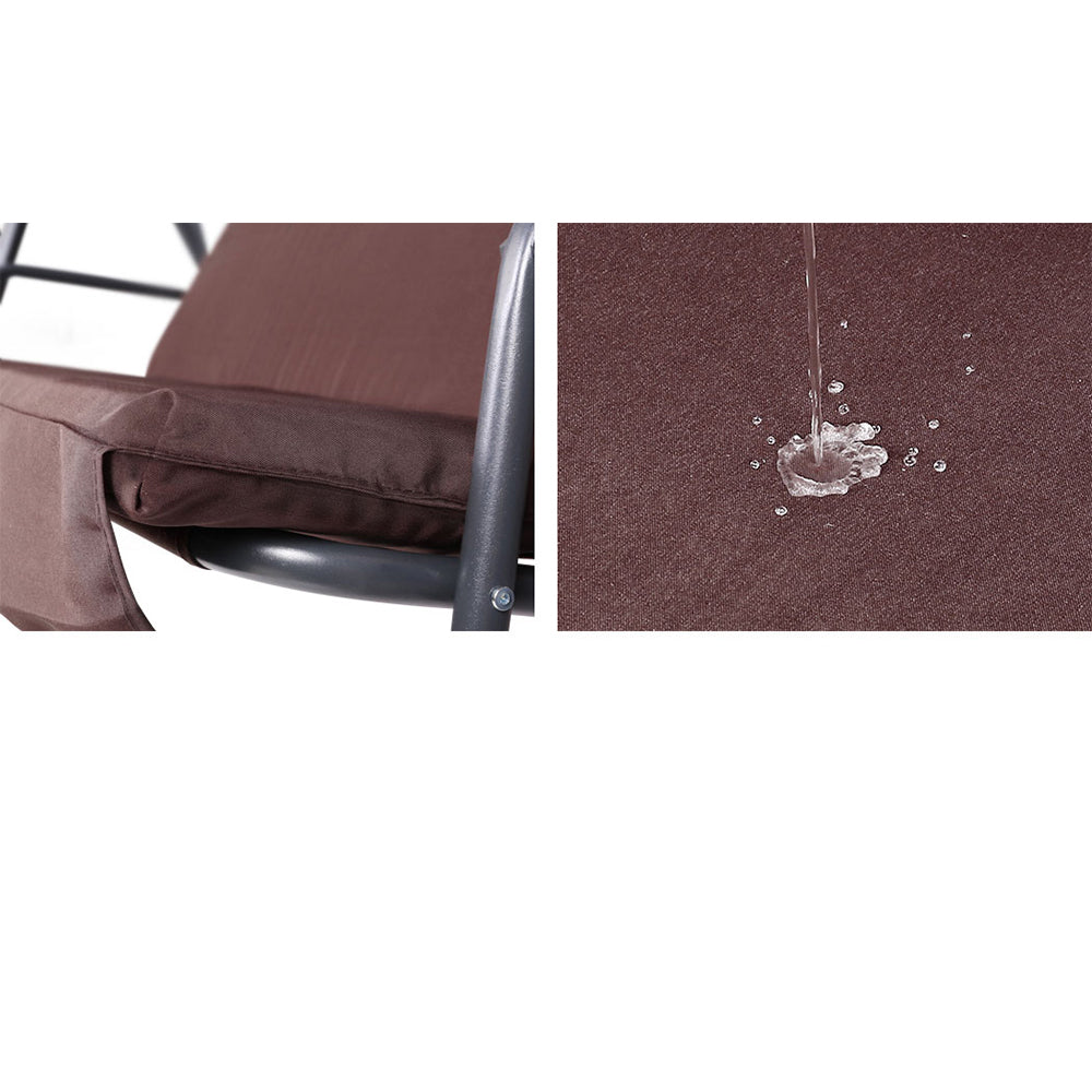 Outdoor Garden Hammock Swing 3 Seater Chair - Dark Brown