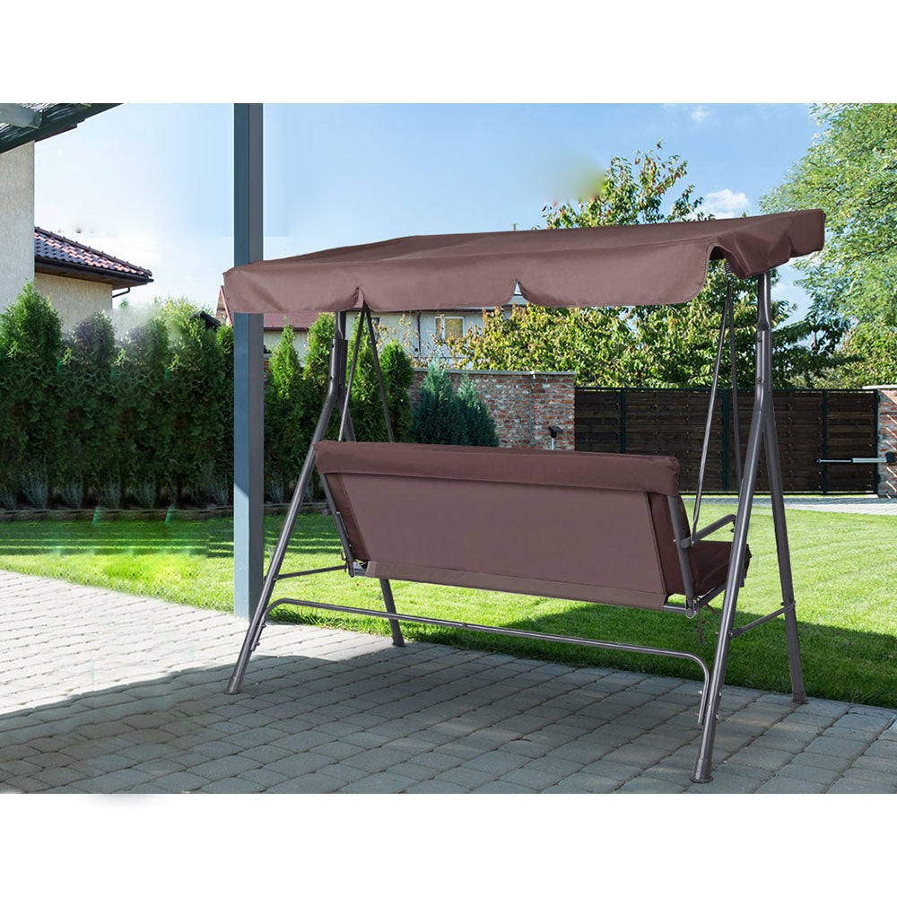 Outdoor Garden Hammock Swing 3 Seater Chair - Dark Brown