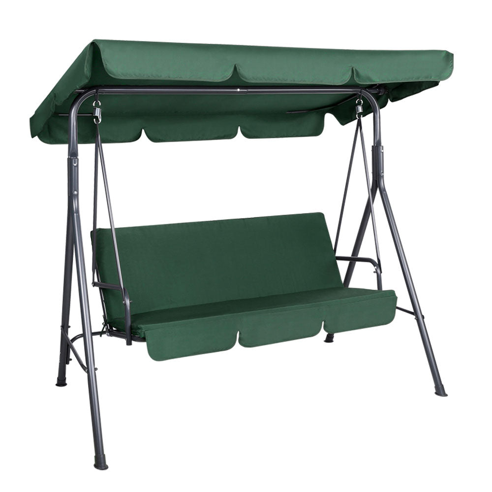 Outdoor Garden Hammock Swing 3 Seater Chair - Dark Green