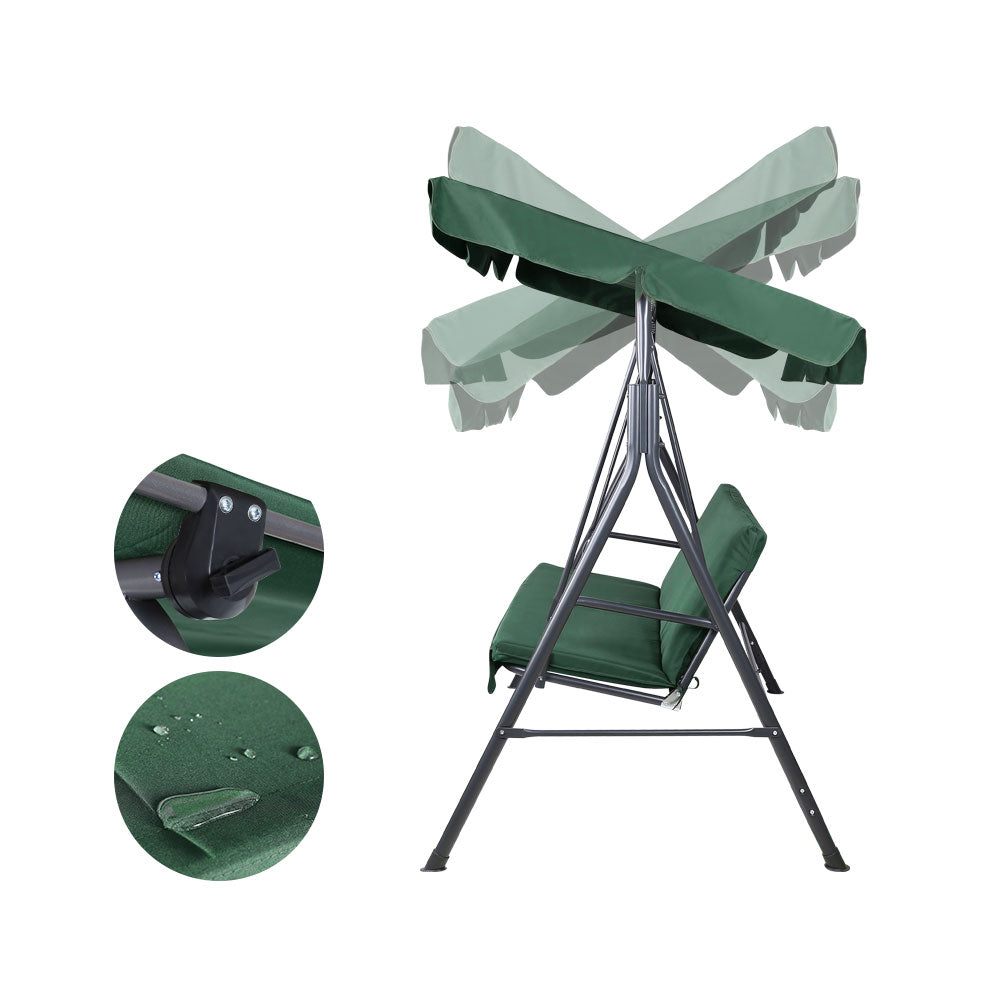 Outdoor Garden Hammock Swing 3 Seater Chair - Dark Green
