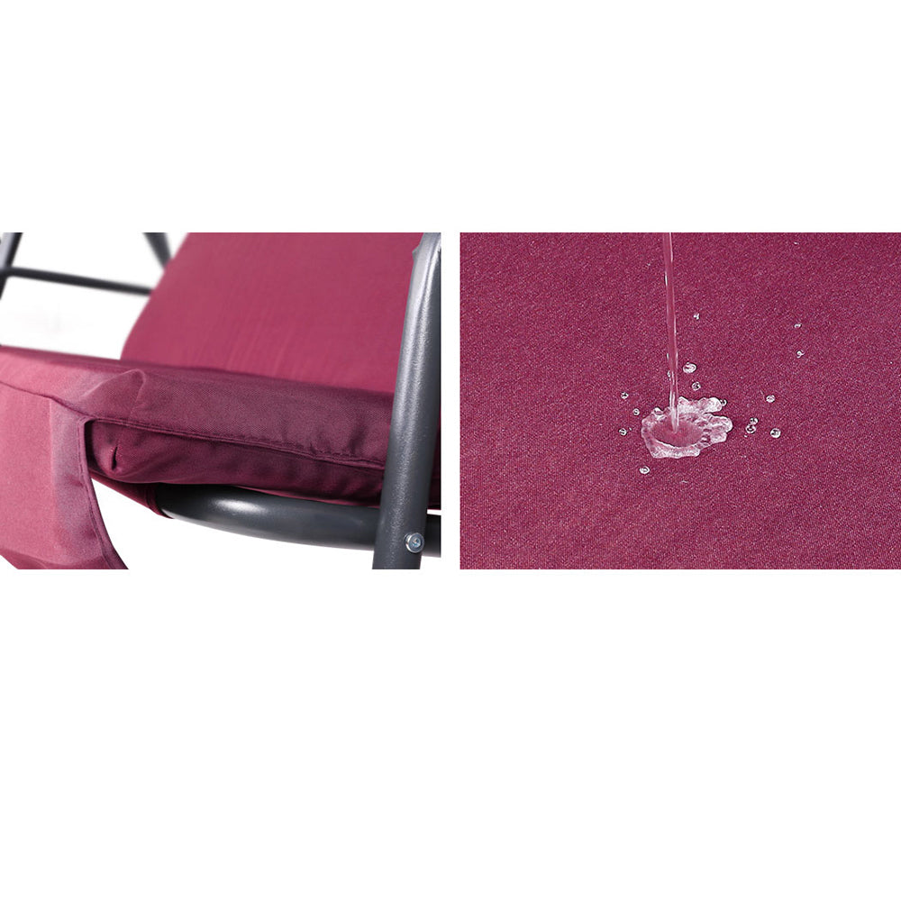 Outdoor Garden Hammock Swing 3 Seater Chair - Wine Red