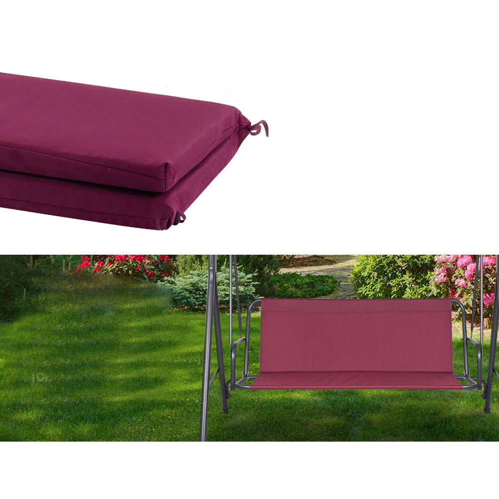 Outdoor Garden Hammock Swing 3 Seater Chair - Wine Red