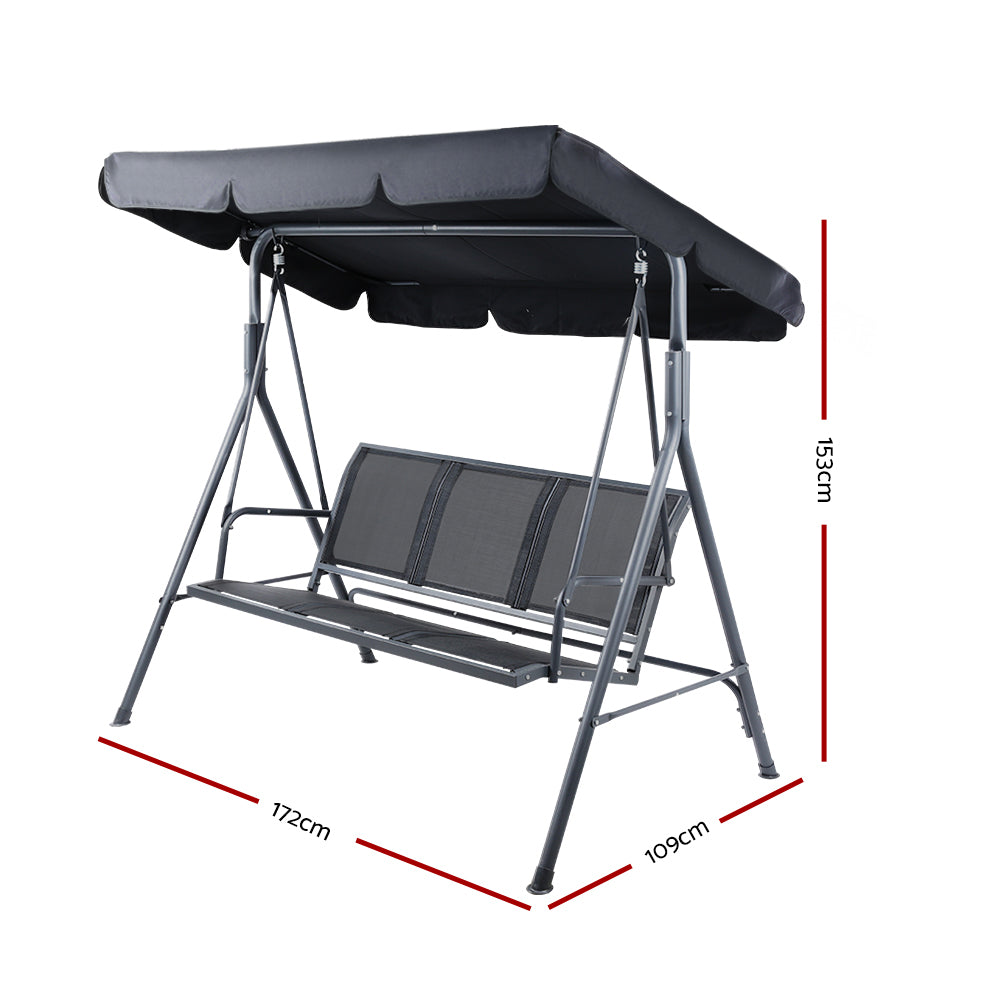 Outdoor  Swing Chair Hammock Canopy Garden Bench Seat Patio  - Black