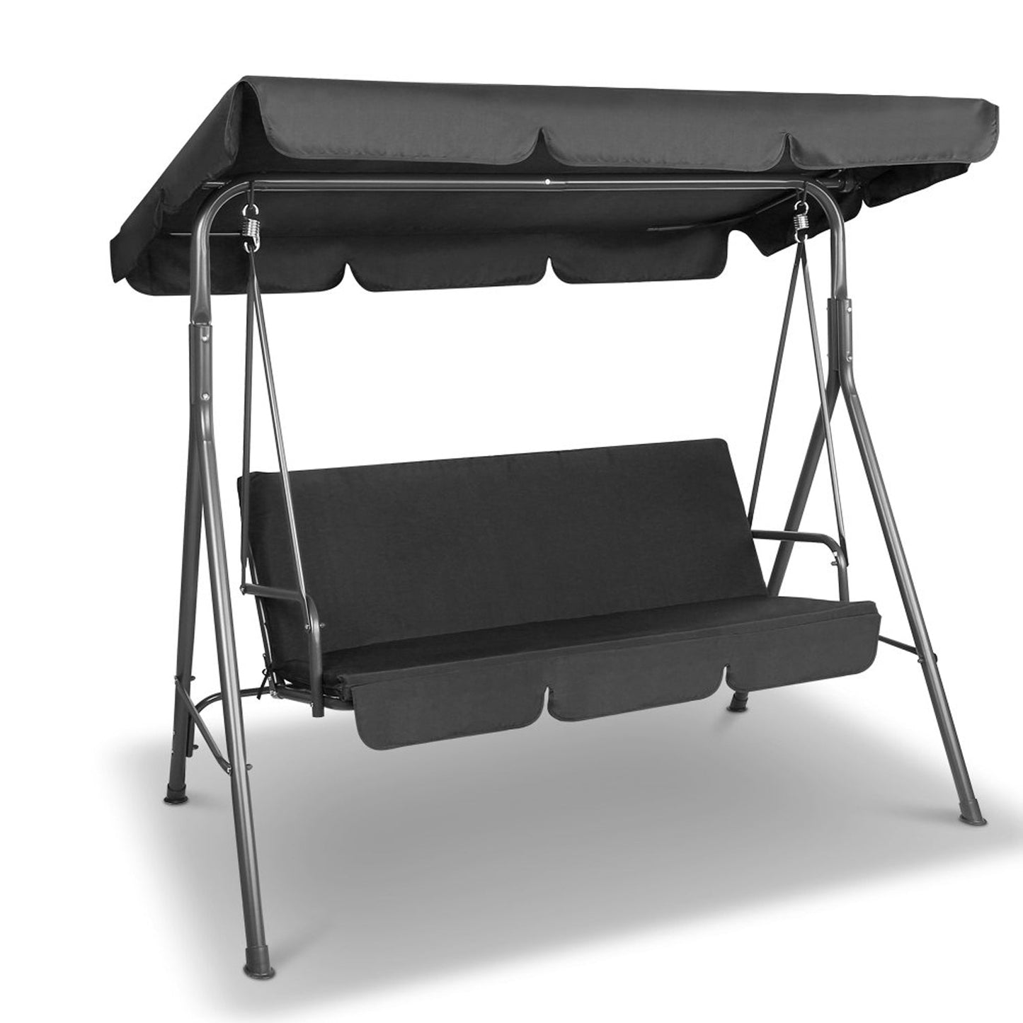 Swing Chair Hammock 3 Seater Bench Seat Canopy - Black