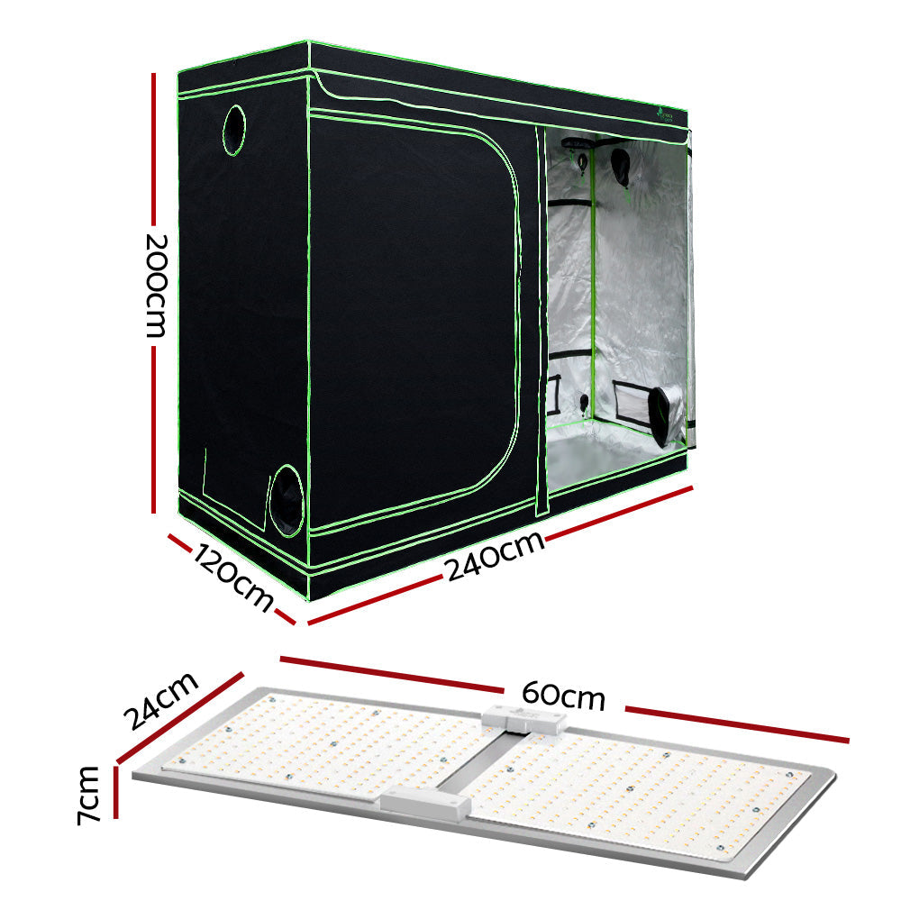 Grow Tent 2200W LED Grow Light Hydroponic Kit System 2.4x1.2x2M