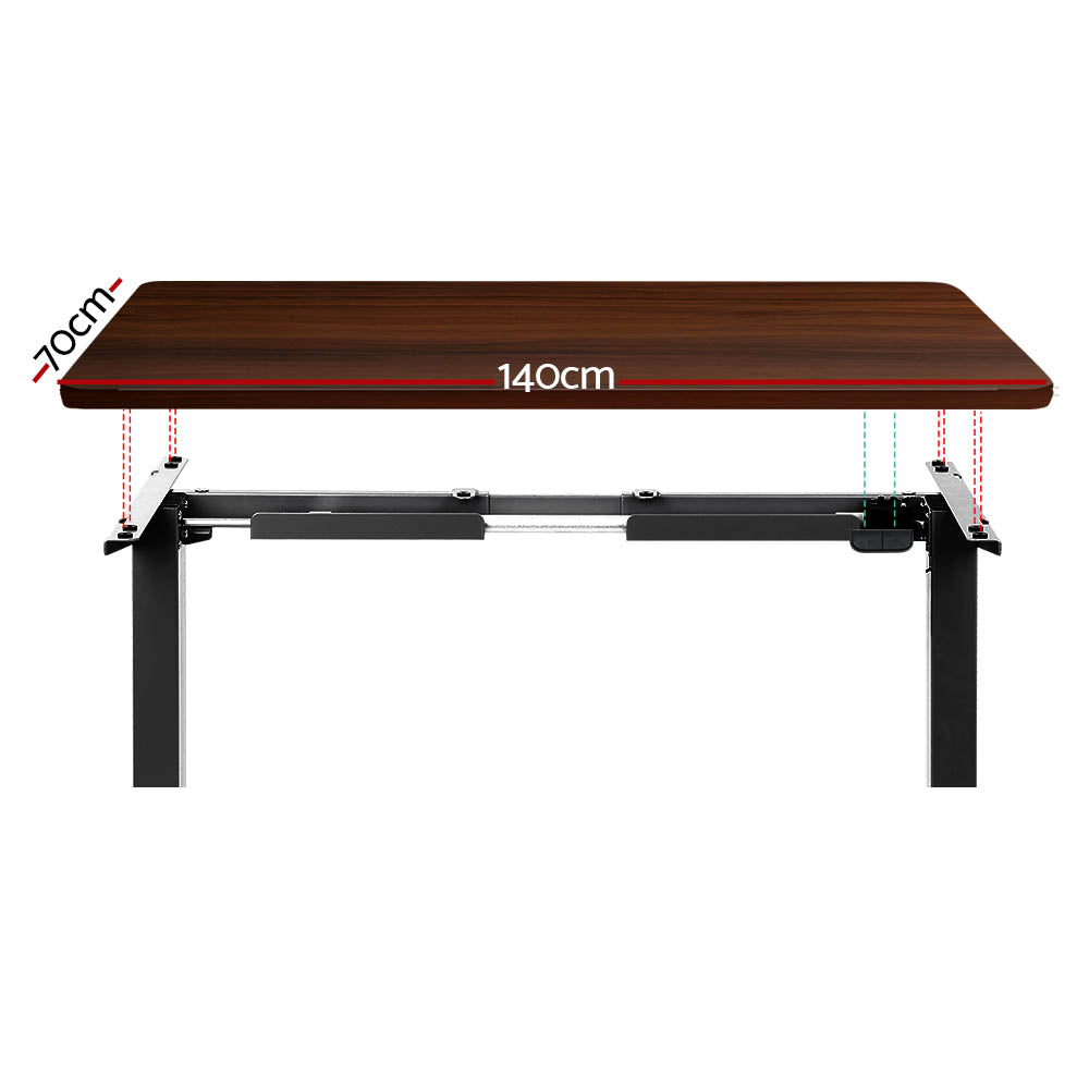 Electric Standing Desk Motorised Sit Stand Desks Table Black Walnut 140cm