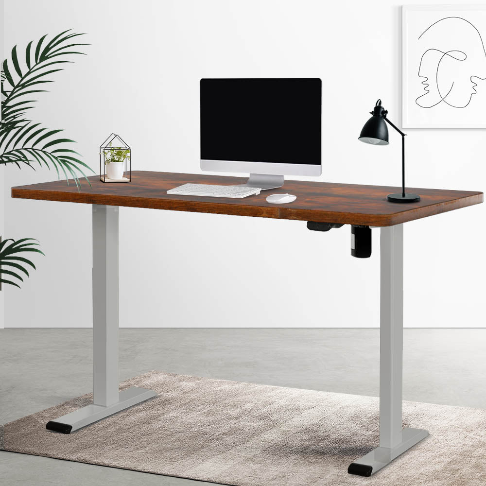 Standing Desk Adjustable Sit Stand Desks Grey Brown