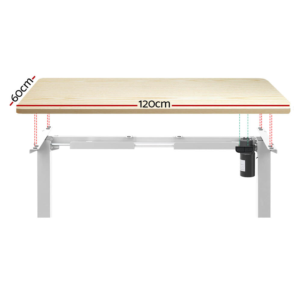Electric Standing Desk Motorised Adjustable Sit Stand Desks White Oak