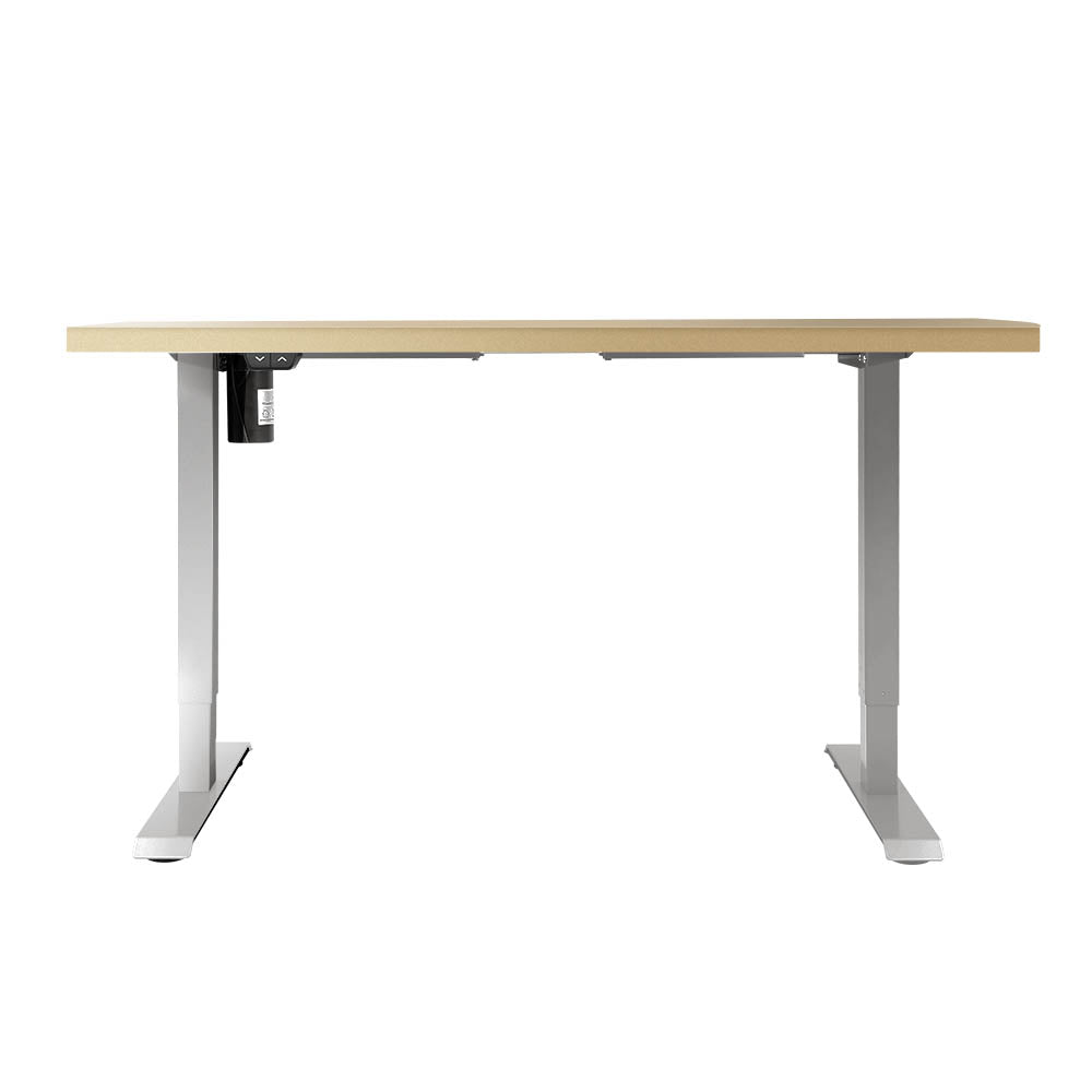 Electric Standing Desk Motorised Sit Stand Desks Table White Oak 140cm