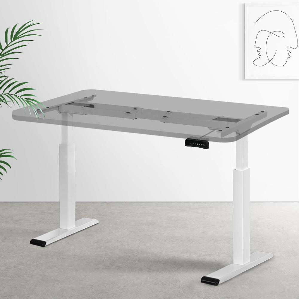 Standing Desk Sit Stand Motorised Adjustable Frame Only White Dual Motor