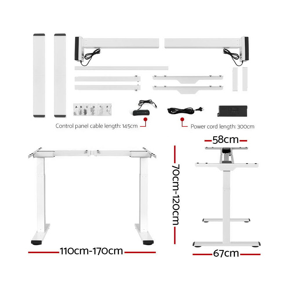 Standing Desk Electric Adjustable Sit Stand Desks White Brown 140cm
