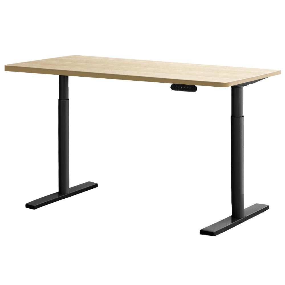 Standing Desk Motorised Adjustable Sit Stand Desks Black Oak