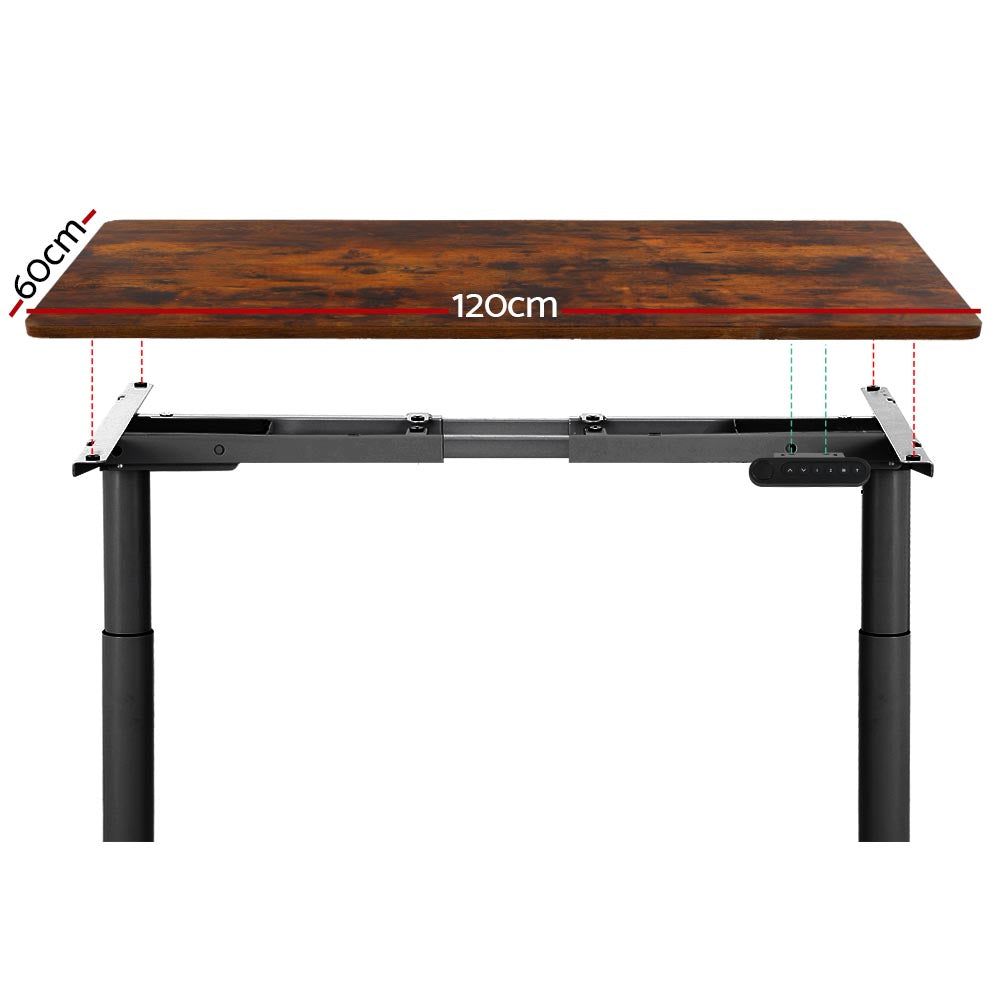 Standing Desk Motorised Adjustable Sit Stand Desks Black Brown