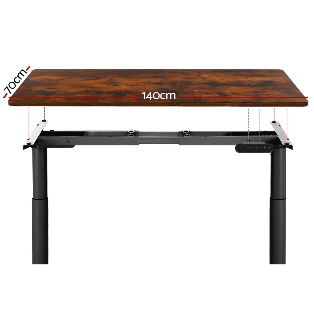 Standing Desk Adjustable Sit Stand Desks Black Brown 140cm