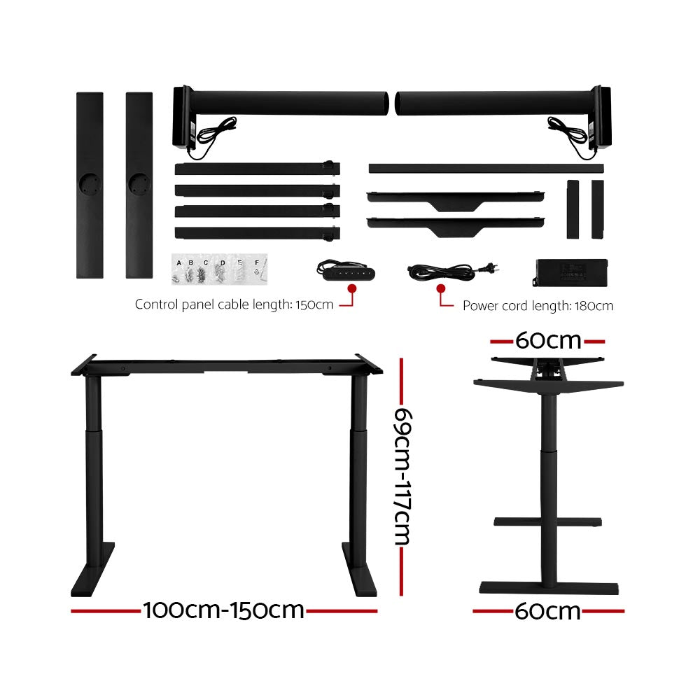 Standing Desk Motorised Adjustable Sit Stand Desks Black Walnut