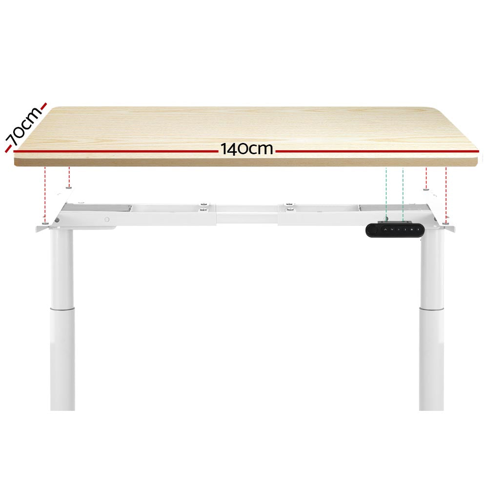 Standing Desk Height Adjustable Sit Stand Desks White Oak 140cm