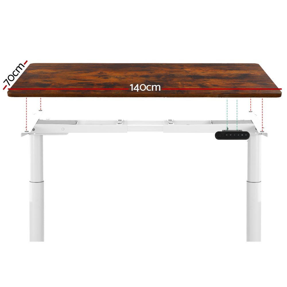 Standing Desk Adjustable Sit Stand Desks White Brown 140cm