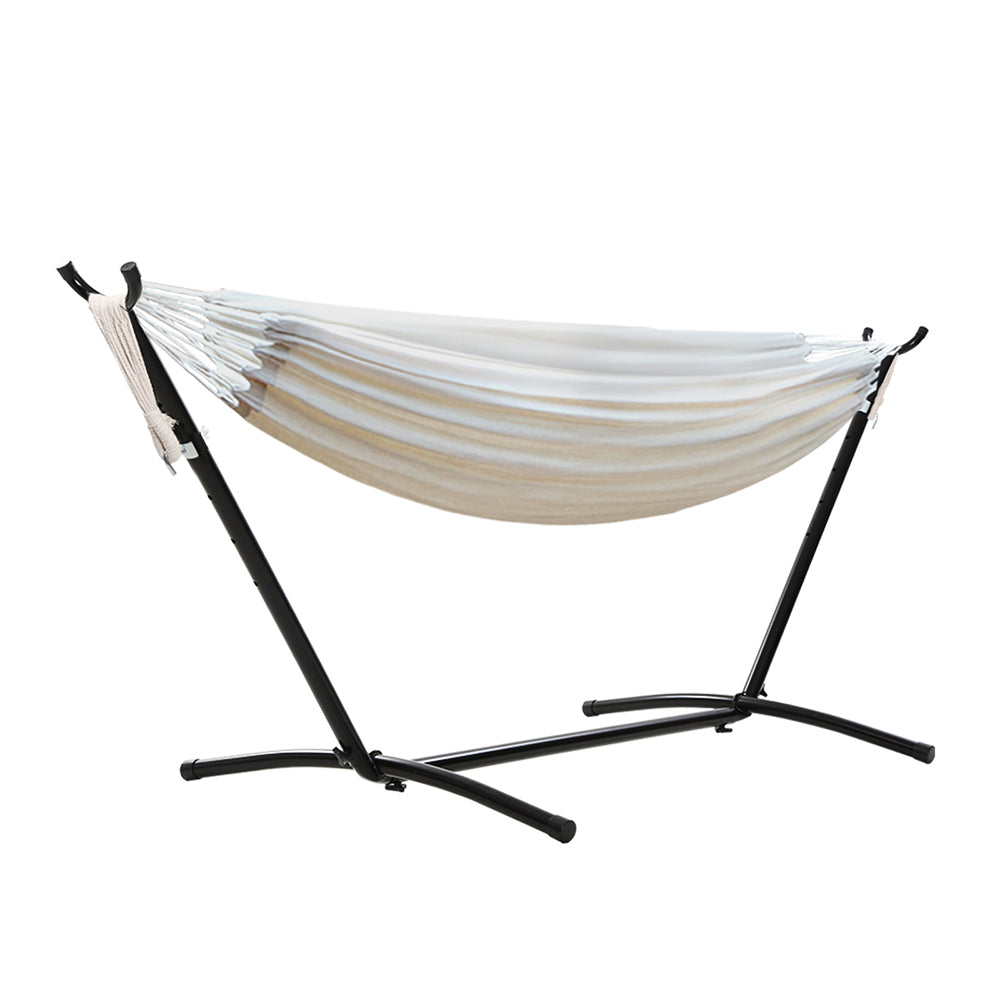 Outdoor Camping Hammock With Stand Lounge Swing Bed - Cream