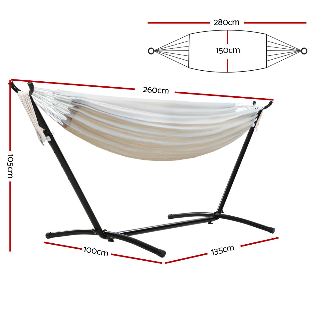 Outdoor Camping Hammock With Stand Lounge Swing Bed - Cream