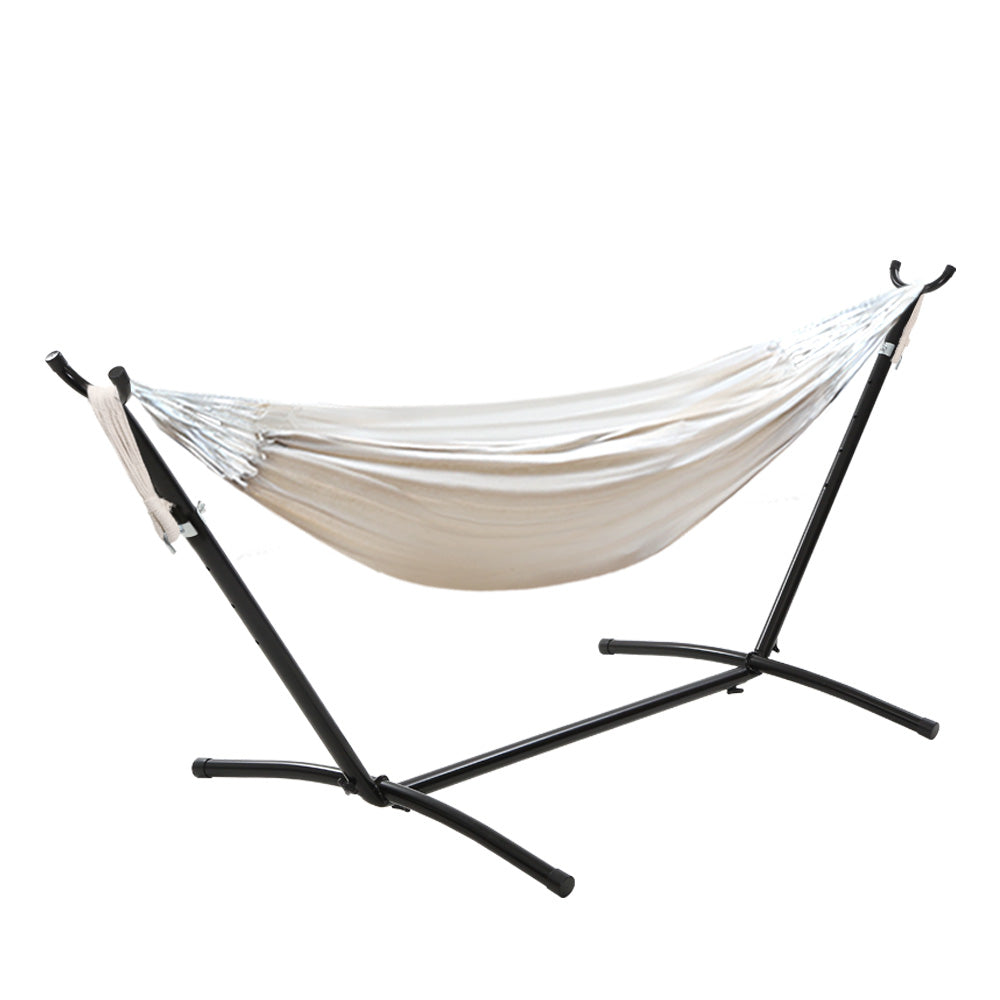 Outdoor Camping Hammock With Stand Lounge Swing Bed - Cream