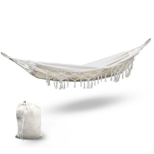 Hanging Tassel Hammock Bed - Cream
