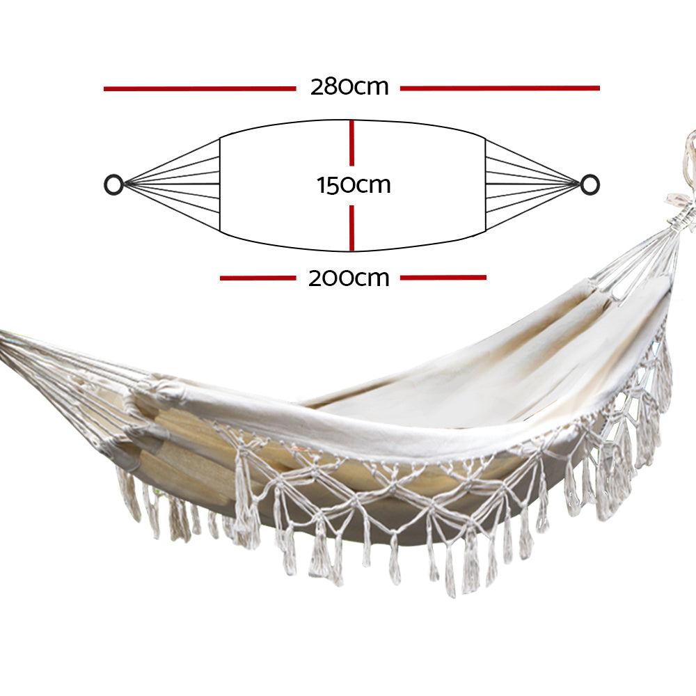 Hanging Tassel Hammock Bed - Cream