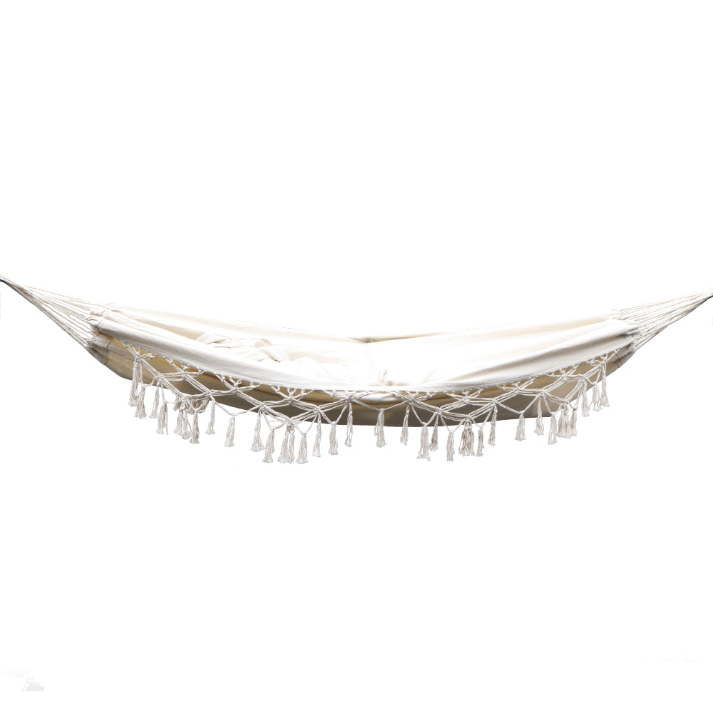 Hanging Tassel Hammock Bed - Cream