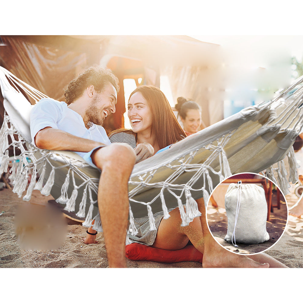 Hanging Tassel Hammock Bed - Cream