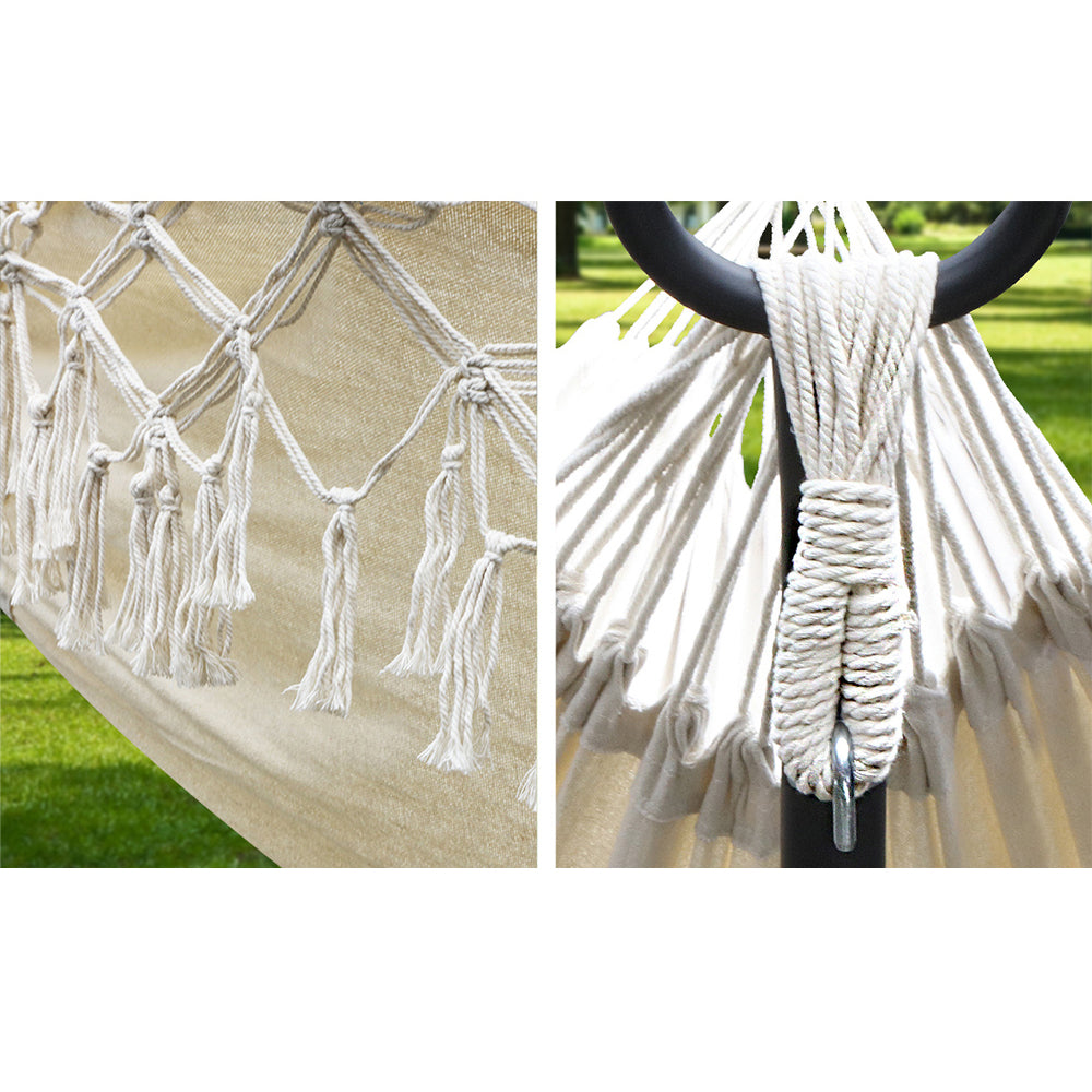 Hanging Tassel Hammock Bed - Cream