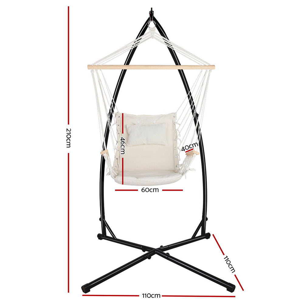 Outdoor Beach Hanging Hammock Chair with Steel Stand - Grey