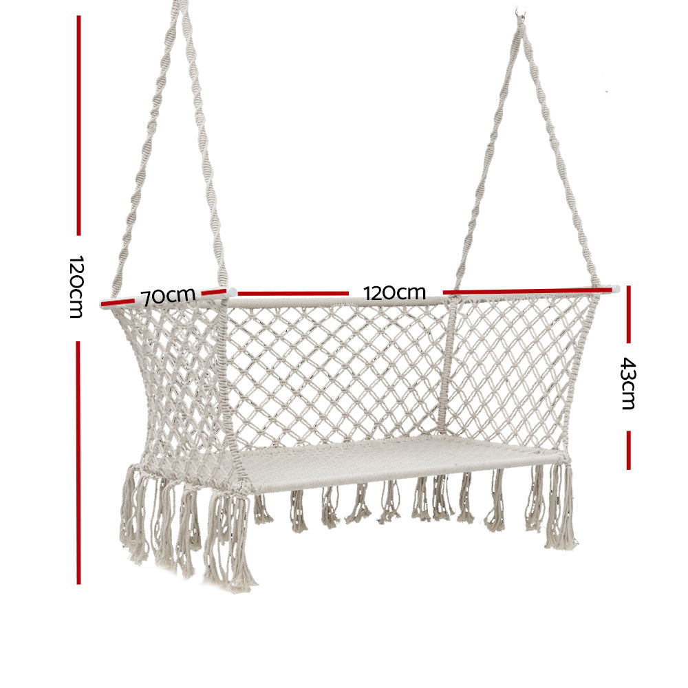 Camping Portable Hammock Chair Patio Swing Double Seat - Cream