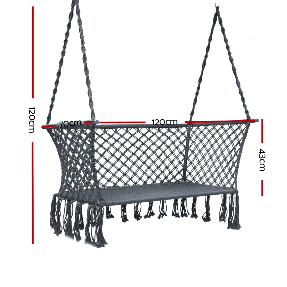 Camping Portable Hammock Chair Patio Swing Double Seat - Grey