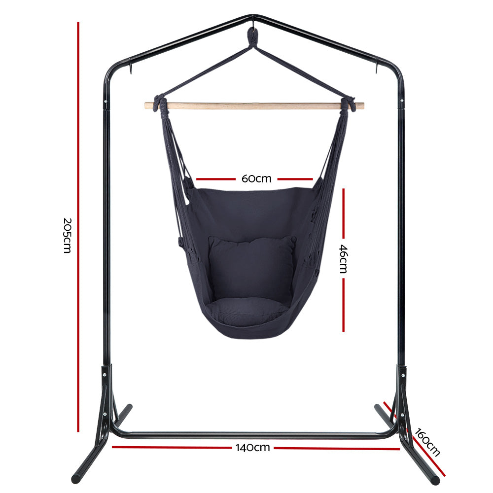 Outdoor Hanging Hammock Pillow Chair with Stand - Grey
